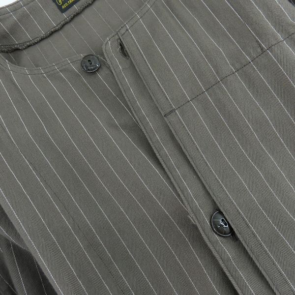 実際に弊社で買取させて頂いたTENDERLOIN/テンダーロイン ストライプ柄 ノーカラー コート ブラウン Sの画像 5枚目