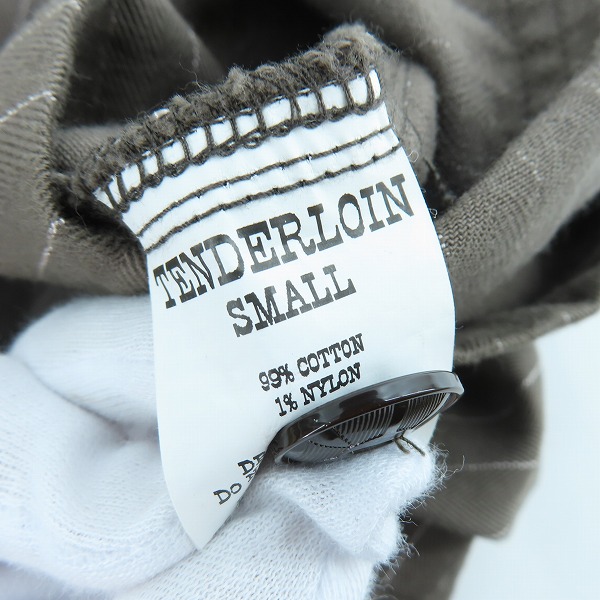 実際に弊社で買取させて頂いたTENDERLOIN/テンダーロイン ストライプ柄 ノーカラー コート ブラウン Sの画像 3枚目