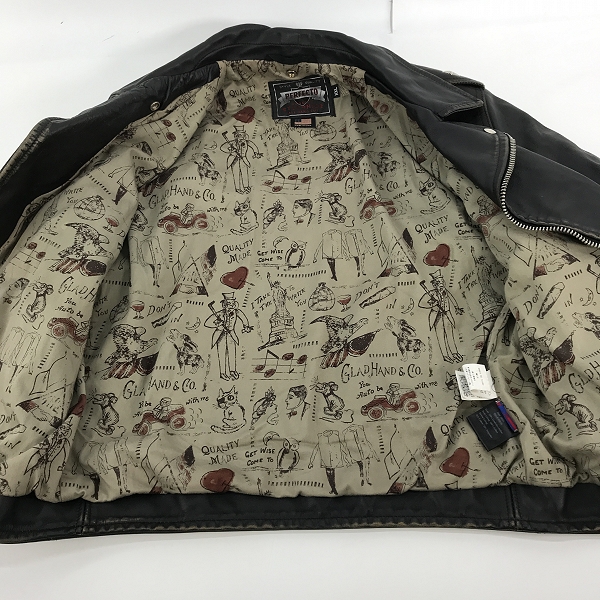 実際に弊社で買取させて頂いたGLAD HAND×SCHOTT/グラッドハンド×ショット レザーダブルライダース/692GH/XXLの画像 6枚目