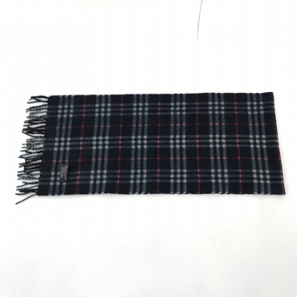 実際に弊社で買取させて頂いたBurberry's/バーバリーズ ノヴァチェックマフラー カシミア100% ダークネイビー系の画像 3枚目