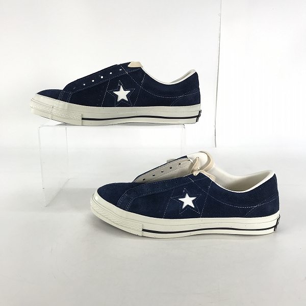 実際に弊社で買取させて頂いた【未使用】CONVERSE/コンバース  ONE STAR OX SUEDE NAVY ワンスター スエード ネイビー ホワイト/9の画像 3枚目