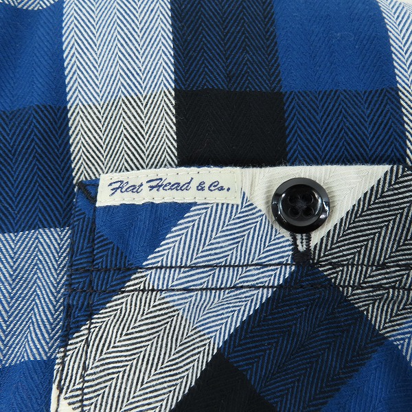 実際に弊社で買取させて頂いたTHE FLAT HEAD/フラットヘッド チェック柄シャツ ブルー系 38の画像 3枚目