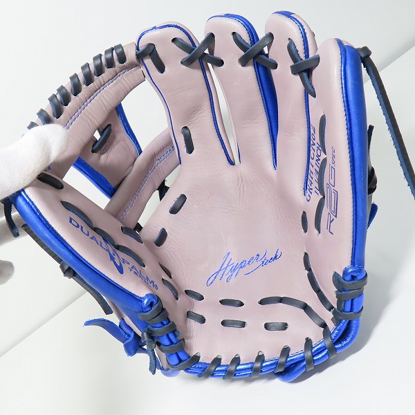 実際に弊社で買取させて頂いたRawlings/ローリングス HYPER TECH COLOR SYNC 軟式/内野手/右投げ用 グローブ グレー/ロイヤル GR4HTCN62の画像 3枚目