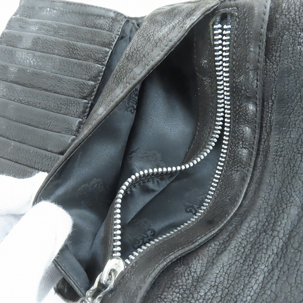 実際に弊社で買取させて頂いたCHROME HEARTS/クロムハーツ WAVE/ウェーブウォレット クロスボタン/長財布の画像 5枚目