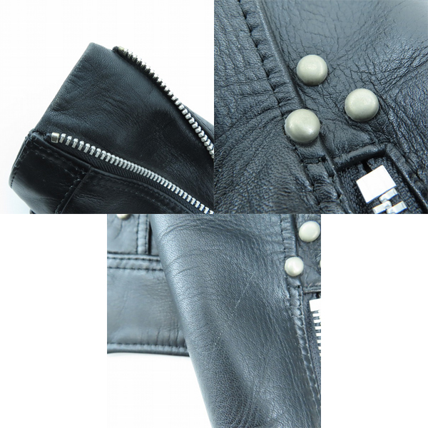 実際に弊社で買取させて頂いたUNDERCOVER/アンダーカバー 09AW EARMUFF MANIAC期 スタッズ装飾 襟付きシングルライダース ジャケット C4211/1の画像 9枚目