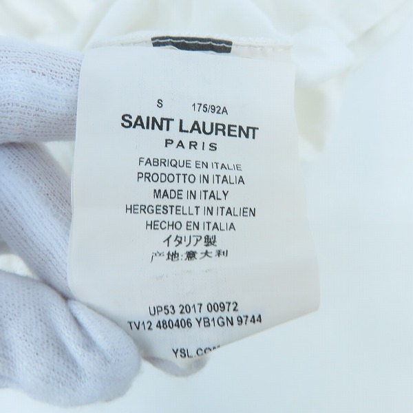 実際に弊社で買取させて頂いた【JPタグ】SAINT LAURENT PARIS/サンローランパリ シグネチャーロゴ ダメージ加工Tシャツ 480406 YB1GN/Sの画像 3枚目