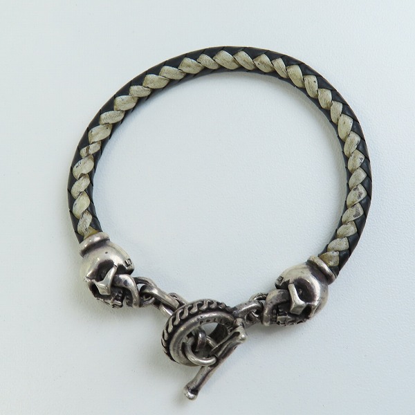 実際に弊社で買取させて頂いたLEATHERS & TREASURES/レザーズアンドトレジャーズ スカル レザーブレスレットの画像 1枚目