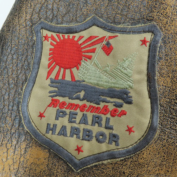 実際に弊社で買取させて頂いたTHE ORIGIN REBEL/オリジンレーベル 羊革/シープスキン ヴィンテージ レザー フライトジャケット ムートンジャケット  Lの画像 7枚目