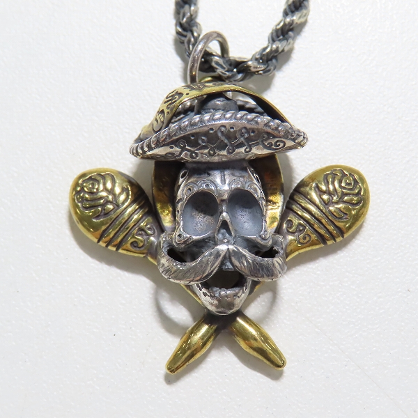 実際に弊社で買取させて頂いたGANGSTERVILLE×Galcia/ギャングスタービル×ガルシア SOMBRERO SKULLネックレス ペーパーチェーン/60cmの画像 1枚目