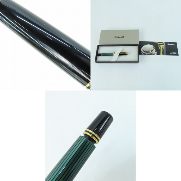 実際に弊社で買取させて頂いたPELIKAN/ペリカン スーべレーン グリーンストライプ キャップ式万年筆 ペン先14C-585 EFの画像 7枚目