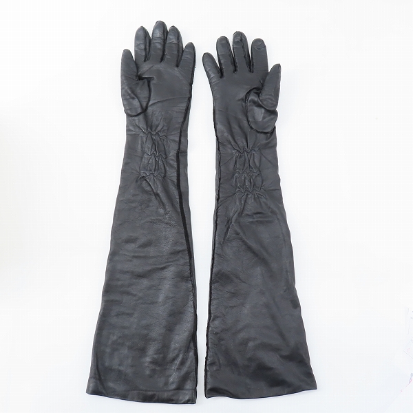 実際に弊社で買取させて頂いたANN DEMEULEMEESTER/アンドゥムルメステール レザー ロンググローブ ブラック/Mの画像 1枚目
