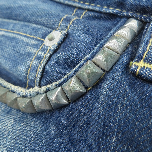 実際に弊社で買取させて頂いたHYSTERIC GLAMOUR/ヒステリックグラマー HSR加工/スリムストレート/リペア加工 スタッズデニムパンツ 0252AP05/34の画像 8枚目