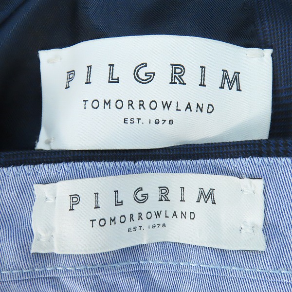 実際に弊社で買取させて頂いたTOMORROWLAND PILGRIM/トゥモローランド ピルグリム チェック柄 ブルー スーツセットアップ /50の画像 2枚目