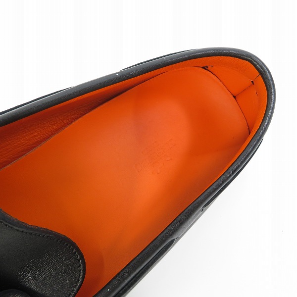 実際に弊社で買取させて頂いたHERMES/エルメス アーヴィング モカシン ドライビングシューズ/スリッポン ブラック 43の画像 4枚目