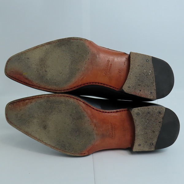 実際に弊社で買取させて頂いたMAGNANNI/マグナーニ レザー サイドレース シューズ ブラック 15024/41の画像 2枚目