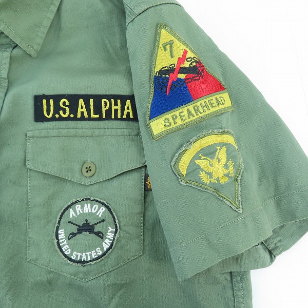 実際に弊社で買取させて頂いたALPHA INDUSTRIES/アルファインダストリーズ ミリタリーシャツ アーミー 半袖 グリーン Mの画像 3枚目