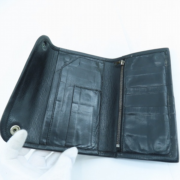 実際に弊社で買取させて頂いた【難有り】TRAVIS WALKER/トラヴィスワーカー クロスパッチ 3つ折り レザーウォレット/財布の画像 3枚目