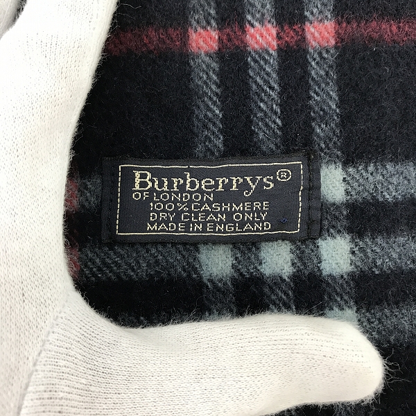 実際に弊社で買取させて頂いたBurberry's/バーバリーズ ノヴァチェックマフラー カシミア100% ダークネイビー系の画像 5枚目