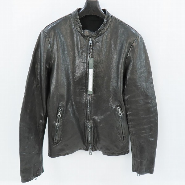 実際に弊社で買取させて頂いたISAMUKATAYAMA BACKLASH/バックラッシュ イタリアンショルダー製品染めシングルライダース 1254-01/L