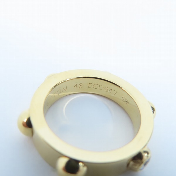 実際に弊社で買取させて頂いたLOUIS VUITTON/ルイヴィトン K18YG/750 プティット バーグ クルー 1Pダイヤ リング/指輪 48/9号の画像 6枚目
