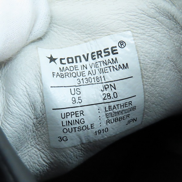 実際に弊社で買取させて頂いたCONVERSE/コンバース ALL STAR COUPE LEATHER OX オールスター クップ レザー ブラック 31301811/28.0の画像 5枚目