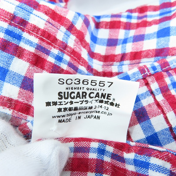 実際に弊社で買取させて頂いたSUGAR CANE/シュガーケーン チェック柄 半袖 シャツ SC36557 Mの画像 4枚目