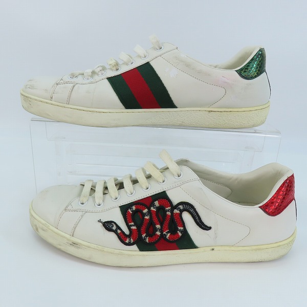 実際に弊社で買取させて頂いたGUCCI/グッチ エンブロイダリー キングスネーク ローカット レザー スニーカー 456230 9.5の画像 3枚目