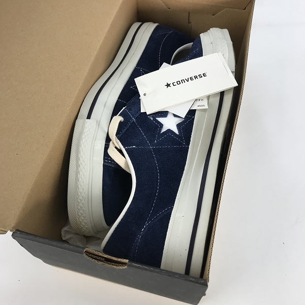 実際に弊社で買取させて頂いた【未使用】CONVERSE/コンバース  ONE STAR OX SUEDE NAVY ワンスター スエード ネイビー ホワイト/9の画像 7枚目
