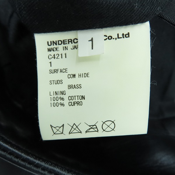 実際に弊社で買取させて頂いたUNDERCOVER/アンダーカバー 09AW EARMUFF MANIAC期 スタッズ装飾 襟付きシングルライダース ジャケット C4211/1の画像 5枚目