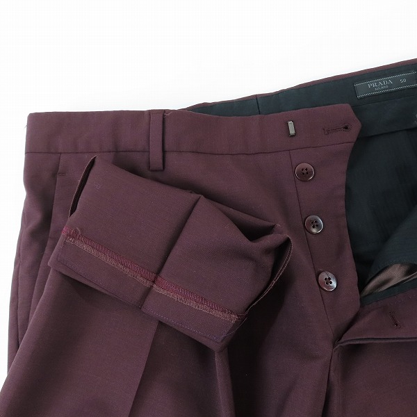 実際に弊社で買取させて頂いたPRADA/プラダ 2017年製 バックポケットロゴ スラックスパンツ UPA841/50の画像 2枚目