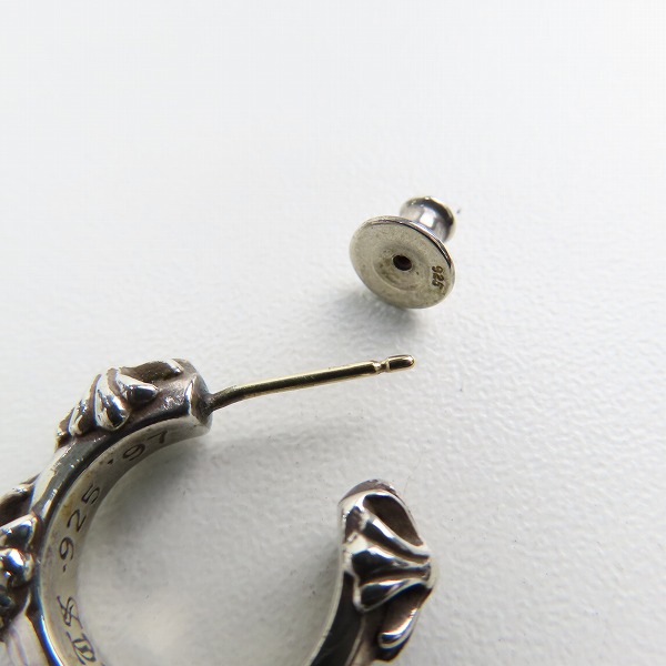 実際に弊社で買取させて頂いた【原本付き】CHROME HEARTS/クロムハーツ クロスバンドフープピアスの画像 5枚目