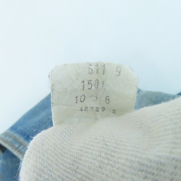 実際に弊社で買取させて頂いたLEVI'S/リーバイス ヴィンテージ 501 66前期 ボタン裏刻印6 スモールe ボタンフライ デニムパンツ/W30L38の画像 4枚目