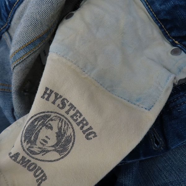 実際に弊社で買取させて頂いたHYSTERIC GLAMOUR/ヒステリックグラマー レディース スタッズ デニムパンツ 0141AP05/XXSの画像 9枚目