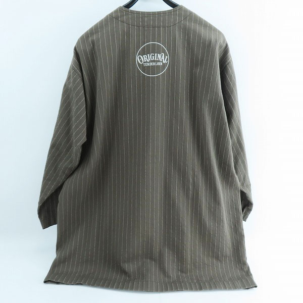 実際に弊社で買取させて頂いたTENDERLOIN/テンダーロイン ストライプ柄 ノーカラー コート ブラウン Sの画像 1枚目