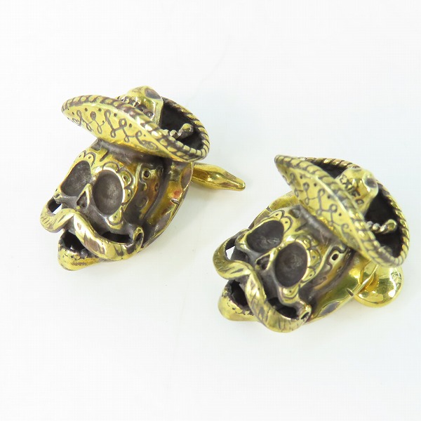実際に弊社で買取させて頂いた(2)GANGSTERVILLE×Galcia/ギャングスタービル×ガルシア メキシカンスカル カフリンクス/カフス ブラス/真鍮