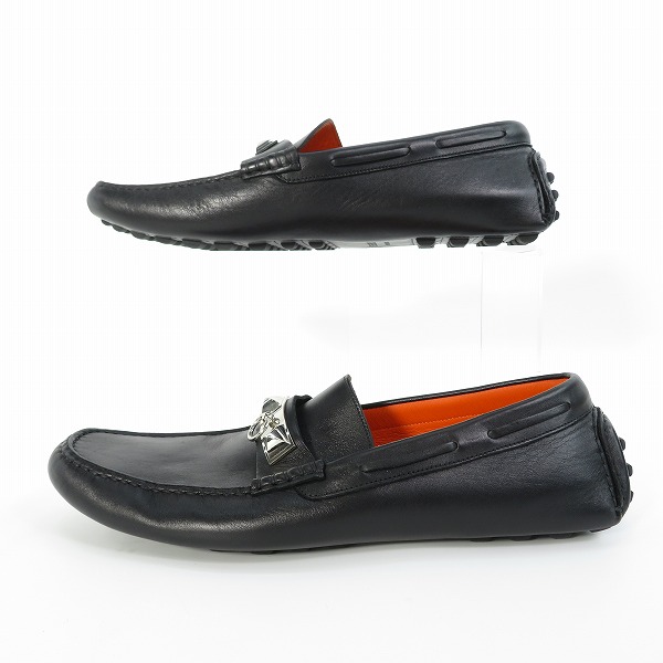 実際に弊社で買取させて頂いたHERMES/エルメス アーヴィング モカシン ドライビングシューズ/スリッポン ブラック 43の画像 3枚目