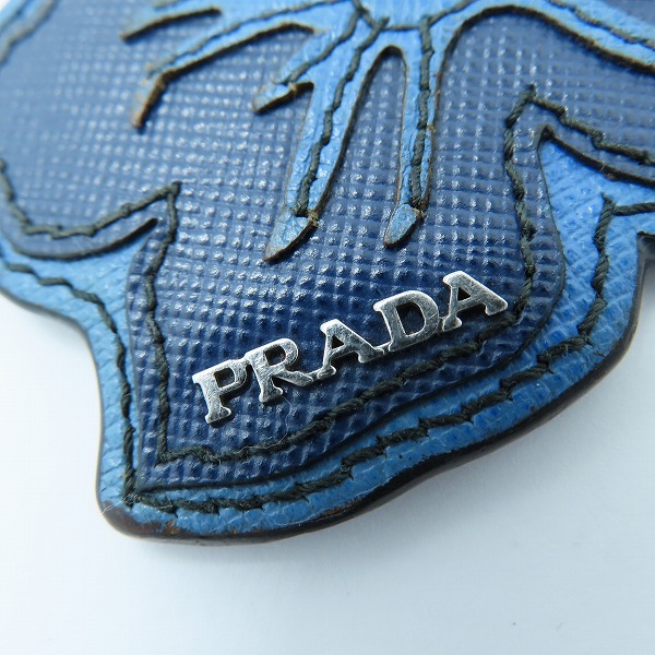実際に弊社で買取させて頂いたPRADA/プラダ レザー ハイビスカス キーチャーム ブルーの画像 4枚目