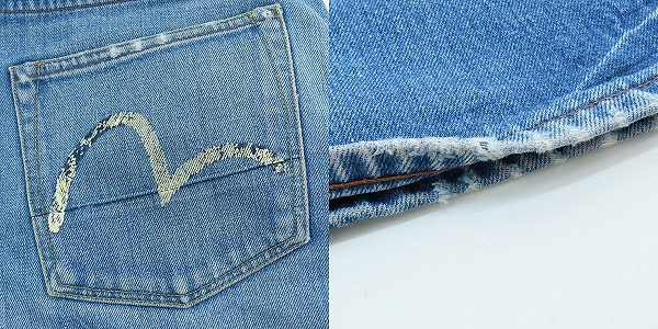 実際に弊社で買取させて頂いた【難あり】EVISU/エヴィス エビス カモメ プリント デニムパンツ 32×32の画像 9枚目