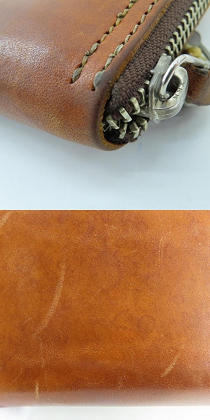 実際に弊社で買取させて頂いたREDMOON/レッドムーン ラウンドジップ レザー 長財布/ロングウォレット/SNTの画像 7枚目