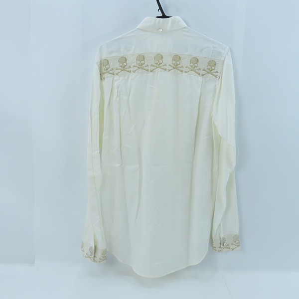 実際に弊社で買取させて頂いたmastermind JAPAN/マスターマインドジャパン evermore期 袖銀ラメジャガードスカル 長袖シャツ MX-SH04-06/Mの画像 1枚目