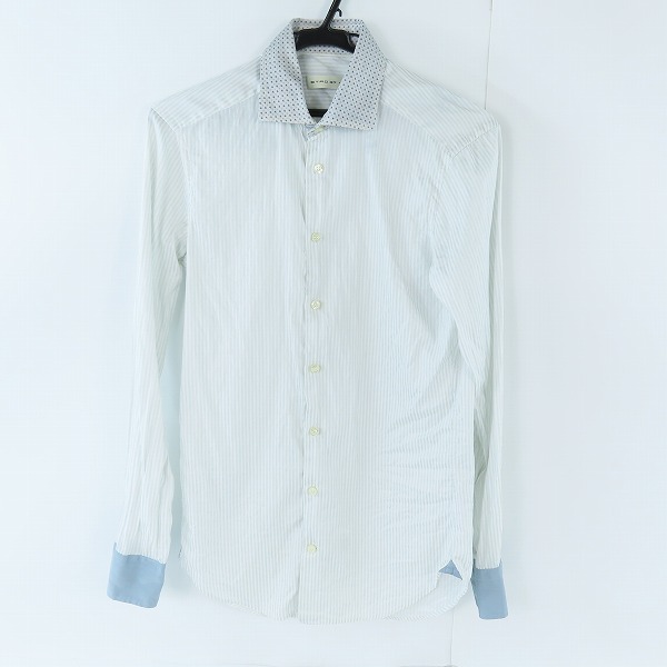 実際に弊社で買取させて頂いたETRO/エトロ 襟柄切替 ストライプ柄長袖シャツ グレー系 37