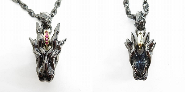 実際に弊社で買取させて頂いた【カスタム】Bloody Mary/ブラッディマリー GOD/ゴッド/神 ペンダント K18/ルビー クローリンクチェーン/ルテニウムコーティングの画像 1枚目