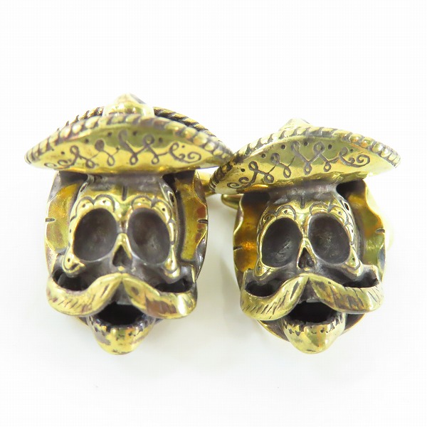 実際に弊社で買取させて頂いた(2)GANGSTERVILLE×Galcia/ギャングスタービル×ガルシア メキシカンスカル カフリンクス/カフス ブラス/真鍮の画像 1枚目