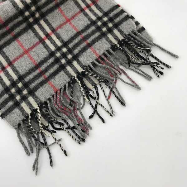 実際に弊社で買取させて頂いたBurberry's/バーバリーズ ノヴァチェックマフラー カシミア100% グレーの画像 6枚目