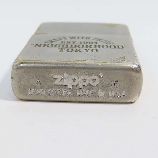 実際に弊社で買取させて頂いたZIPPO × NEIGHBORHOOD/ジッポー × ネイバーフッド エイジング加工 HOMETOWN PRIDE 2016年製の画像 3枚目