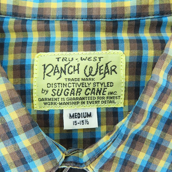 実際に弊社で買取させて頂いたRANCH WEAR/ランチウエア SUGAR CANE/シュガーケーン チェック柄 長袖 ウエスタンシャツ M21994 Mの画像 2枚目