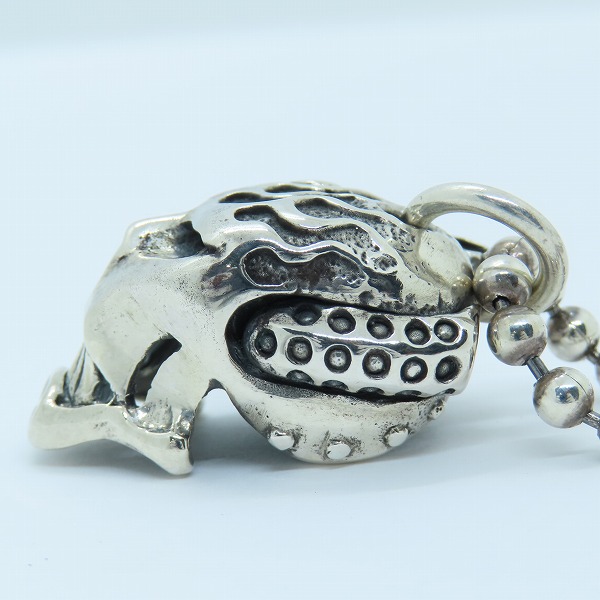 実際に弊社で買取させて頂いたCRAZY PIG/クレイジーピッグ HOT ROD SKULL PENDANT/ホットロッドスカルペンダント シルバーチェーン付きの画像 3枚目
