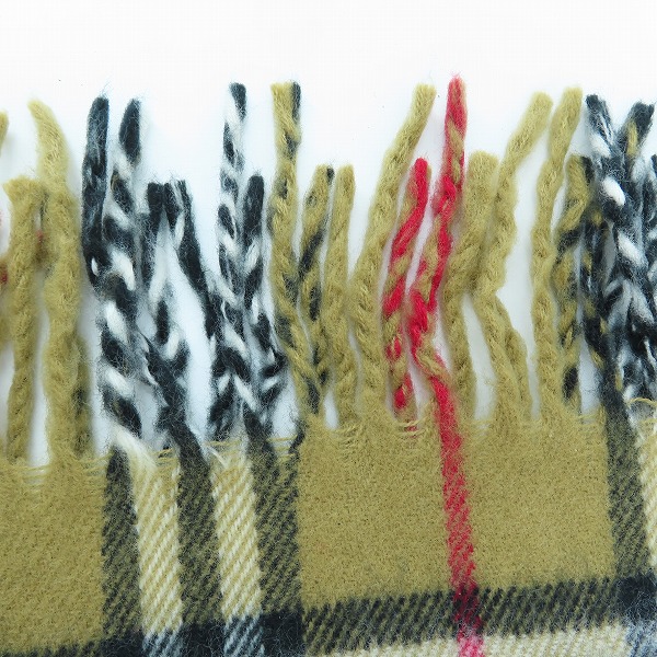 実際に弊社で買取させて頂いたBURBERRY/バーバリー ランボスウール100％ イングランド製 チェック柄マフラーの画像 2枚目
