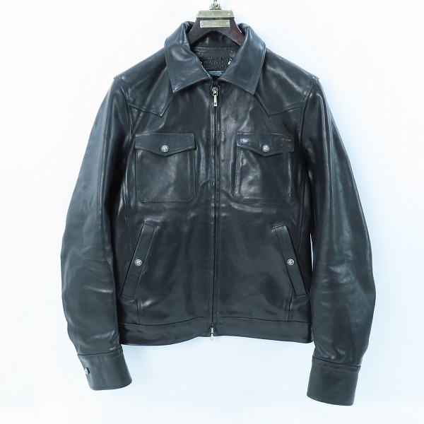 実際に弊社で買取させて頂いたBACKLASH The Line/バックラッシュ ザ ライン ジップアップ ホース レザー シャツ ジャケット シルバー/木製 ハンガー付き T-128/M