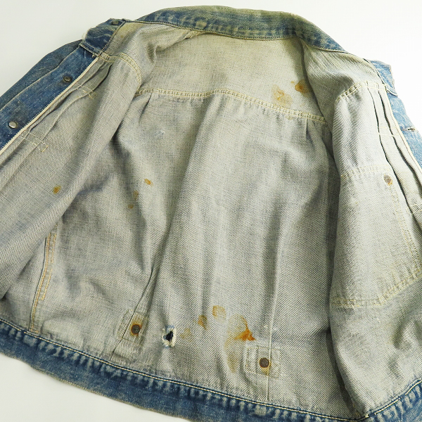 実際に弊社で買取させて頂いたLEVIS/リーバイス ビンテージ 1st/506XX 片面ビッグE/針なしシンチバック/ボタン裏ツープロング デニムジャケット/ジージャンの画像 8枚目